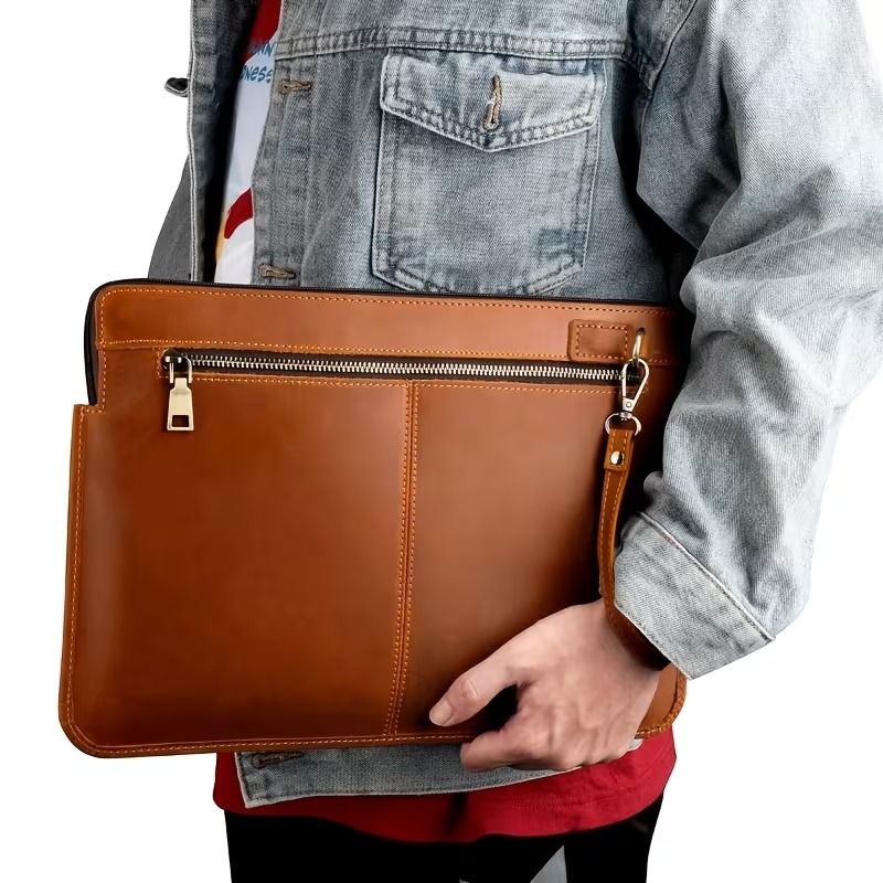 Genuine Leather Laptop Case with Shock-Resistant Design