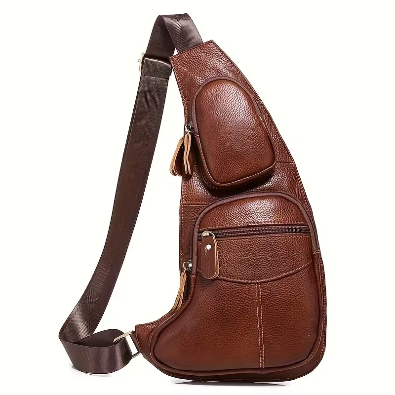 Men's Genuine Leather Compact Crossbody Chest Bag